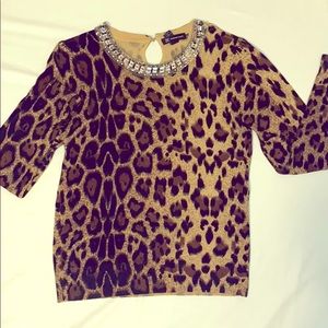 INC leopard beaded sweater XL